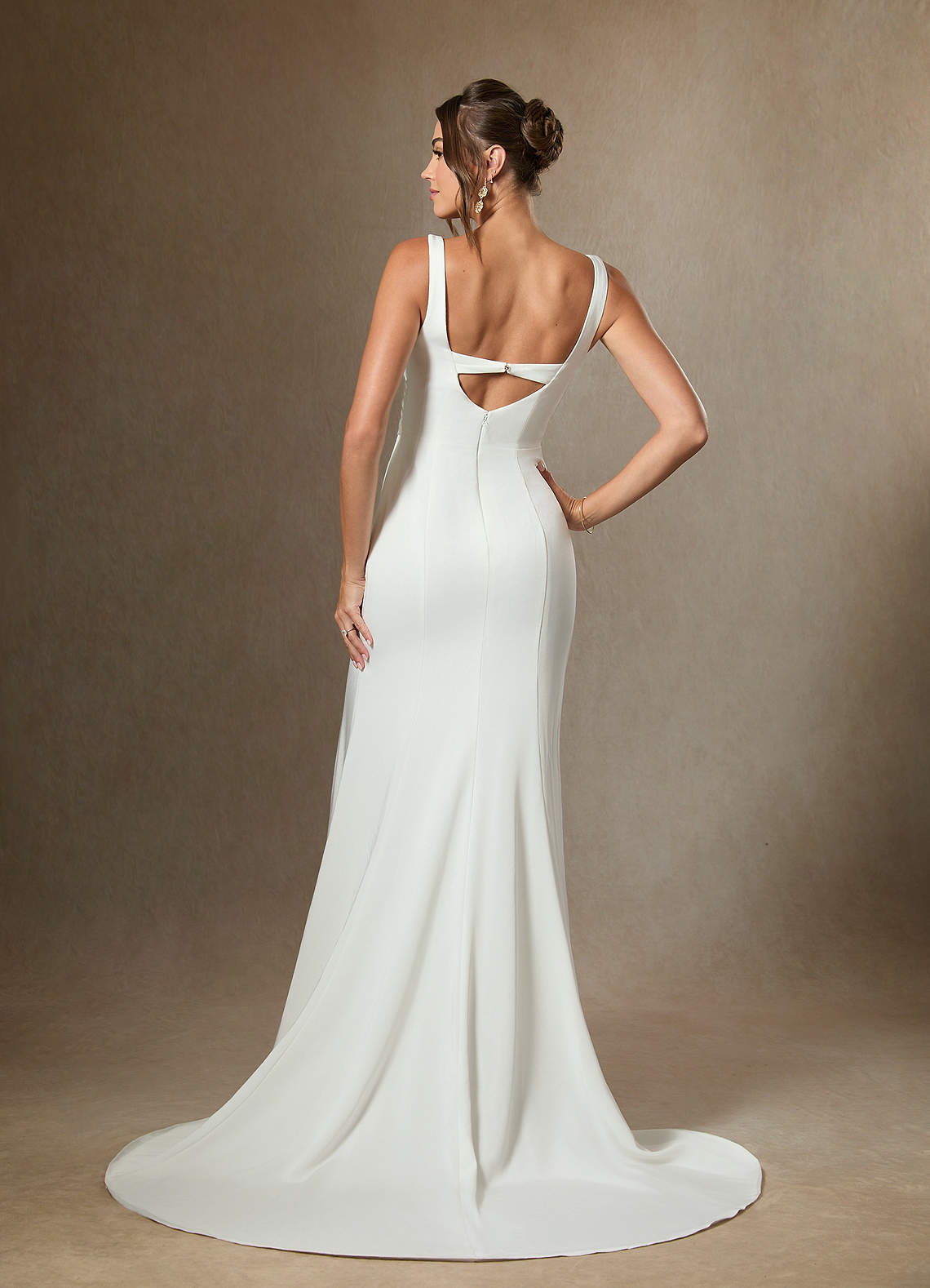 elyessen Isabella Diamond White Mermaid Pleated Crepe Back Satin Dress