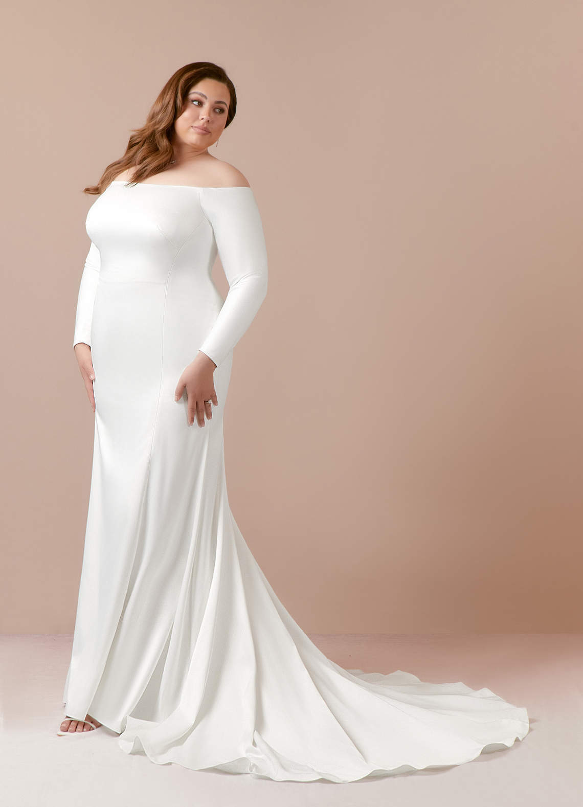elyessen Marlin Free pannier Diamond White Mermaid Off the Shoulder Satin Dress