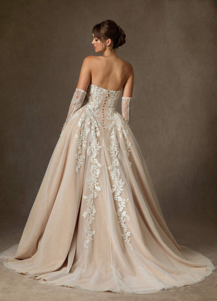 elyessen Sonnet Diamond White Ball-Gown Strapless Lace Dress