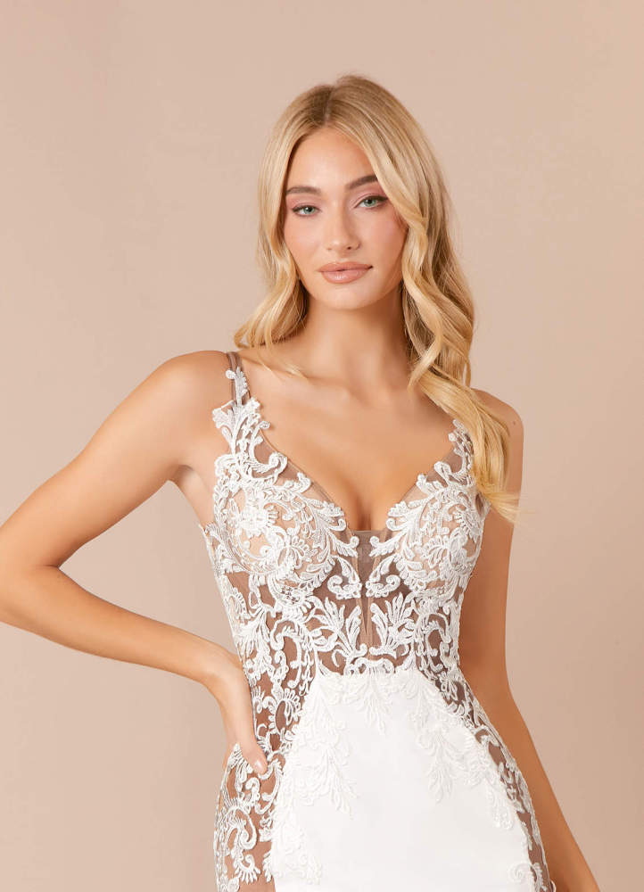 elyessen  Stretch Diamond White Mermaid Sequins Stretch Crepe Dress