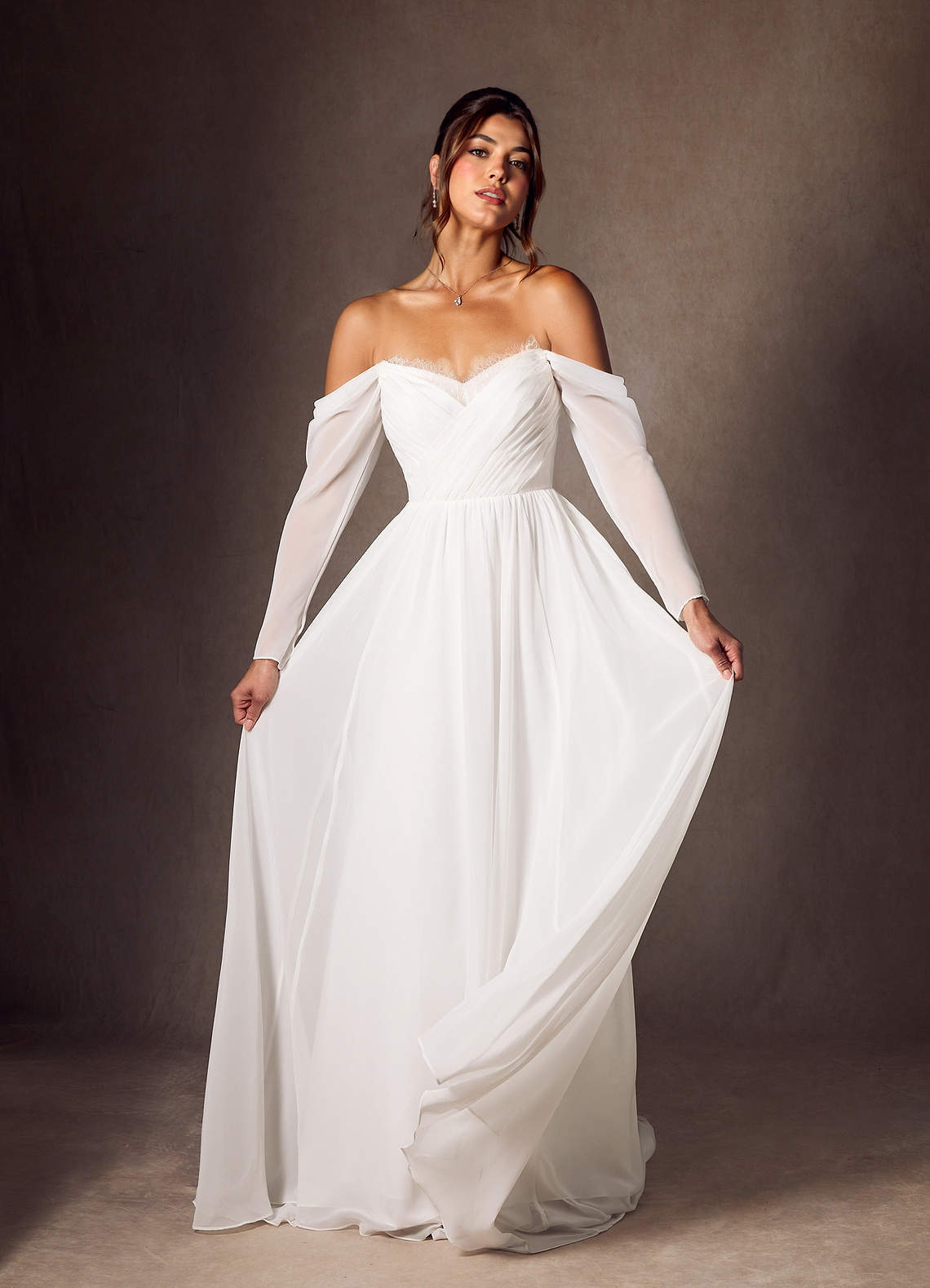 elyessen Lilith Diamond White A-Line Sweetheart lace Chiffon Dress