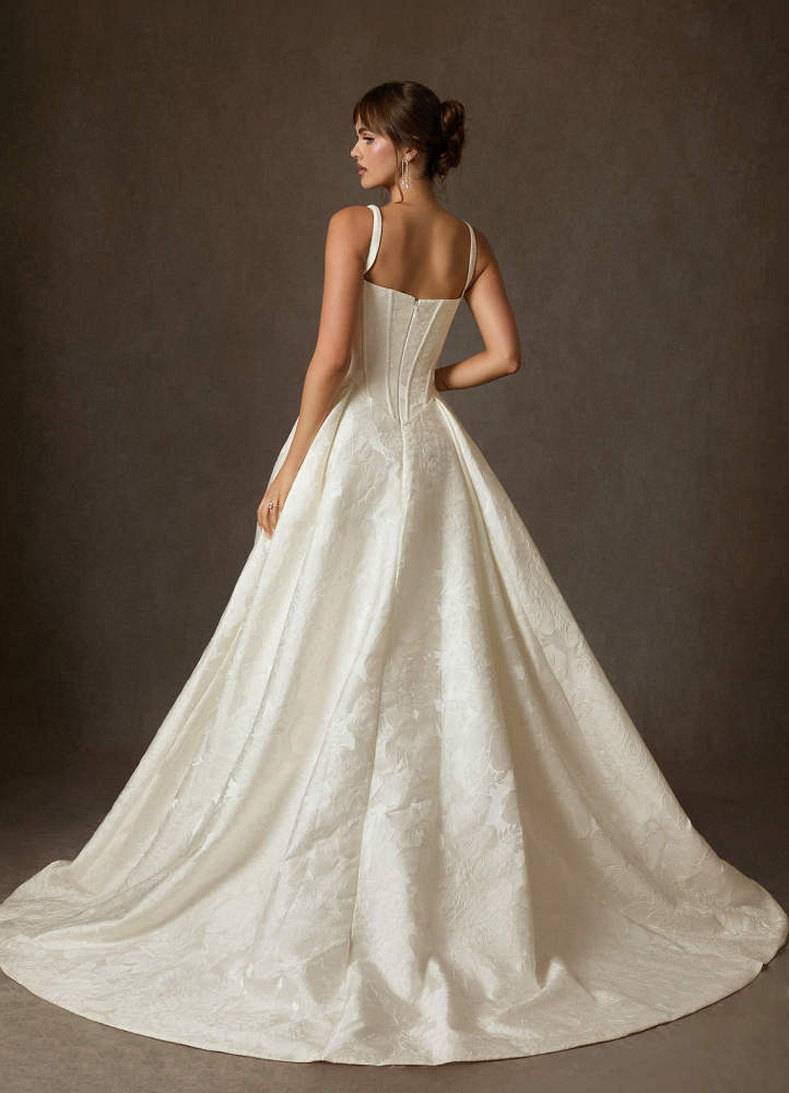 elyessen Delvina Diamond White Ball-Gown with Pockets Floral Jacquard Dress