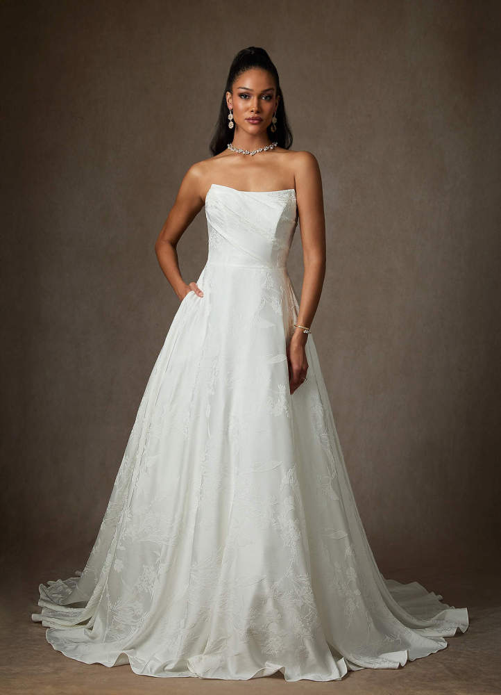 elyessen Kandice Diamond White Ball-Gown Floral Jacquard Dress