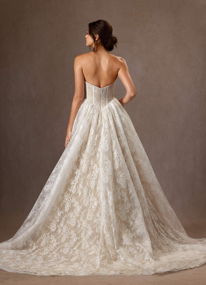 elyessen  Diamond White Ball-Gown Strapless Lace Dress