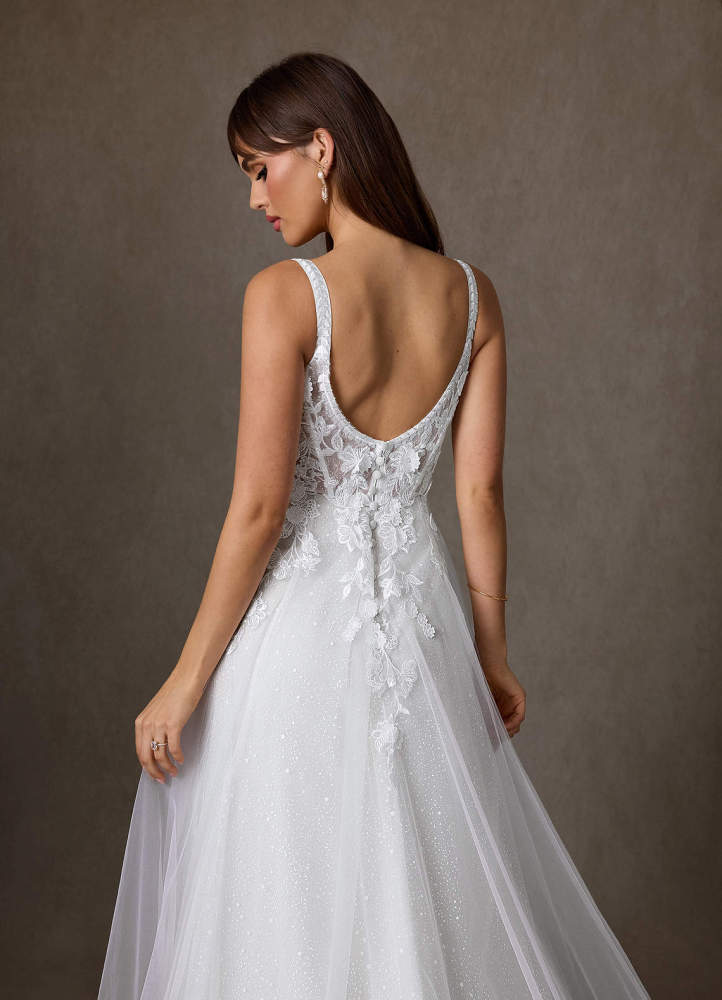 elyessen Jovana Diamond White A-Line Scoop Tulle Dress