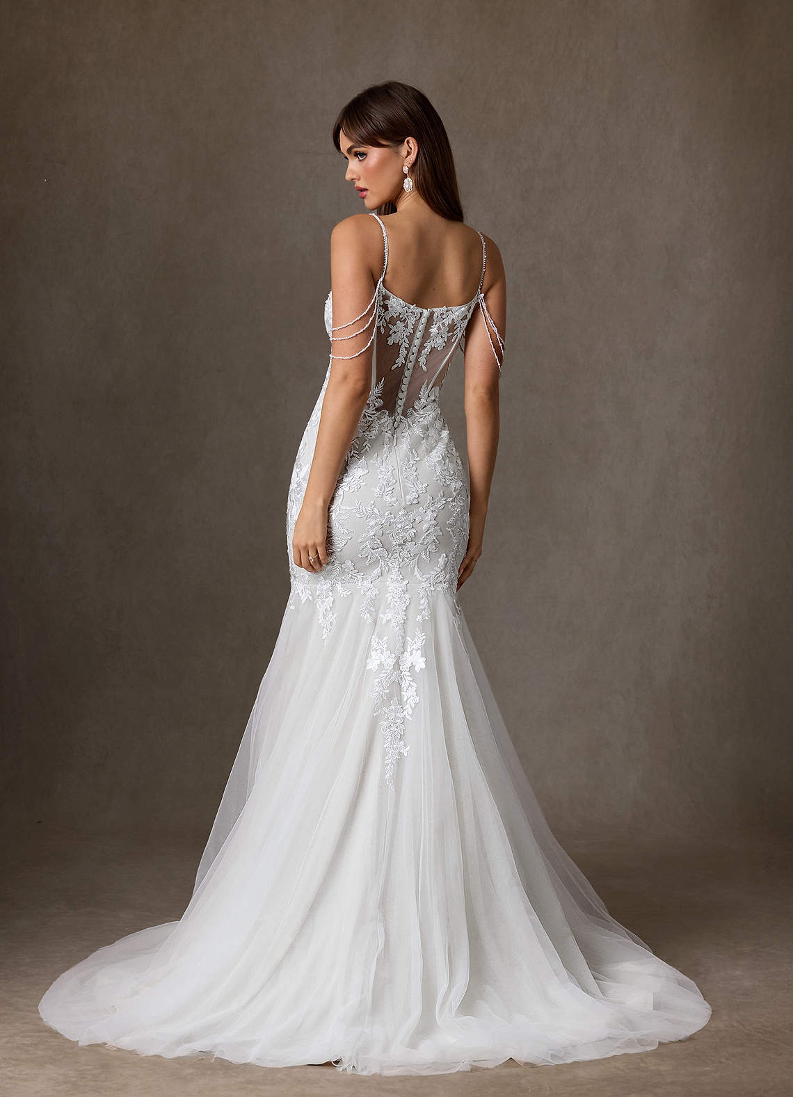 elyessen Denise Diamond White Mermaid Sequins Tulle Dress