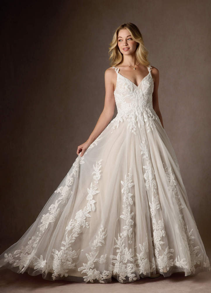 elyessen  Diamond White A-Line V-Neck Sequins Tulle Dress