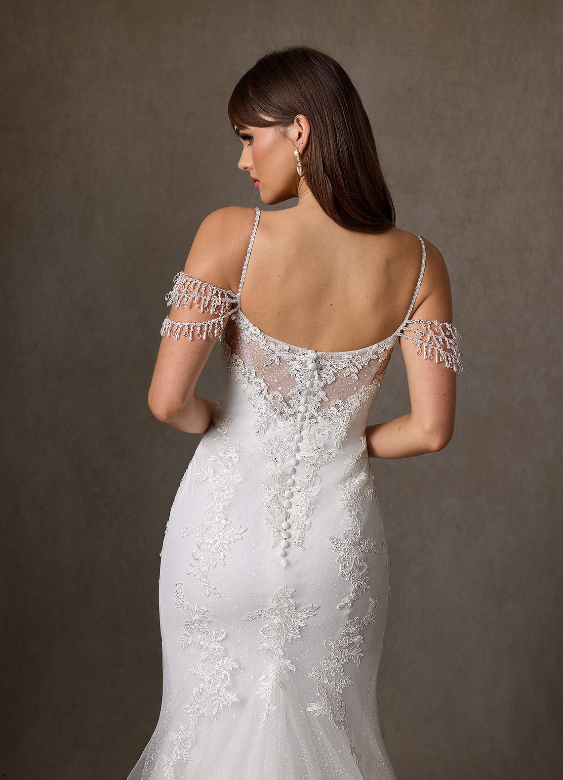 elyessen Saskia Diamond White Mermaid Sequins Tulle Dress
