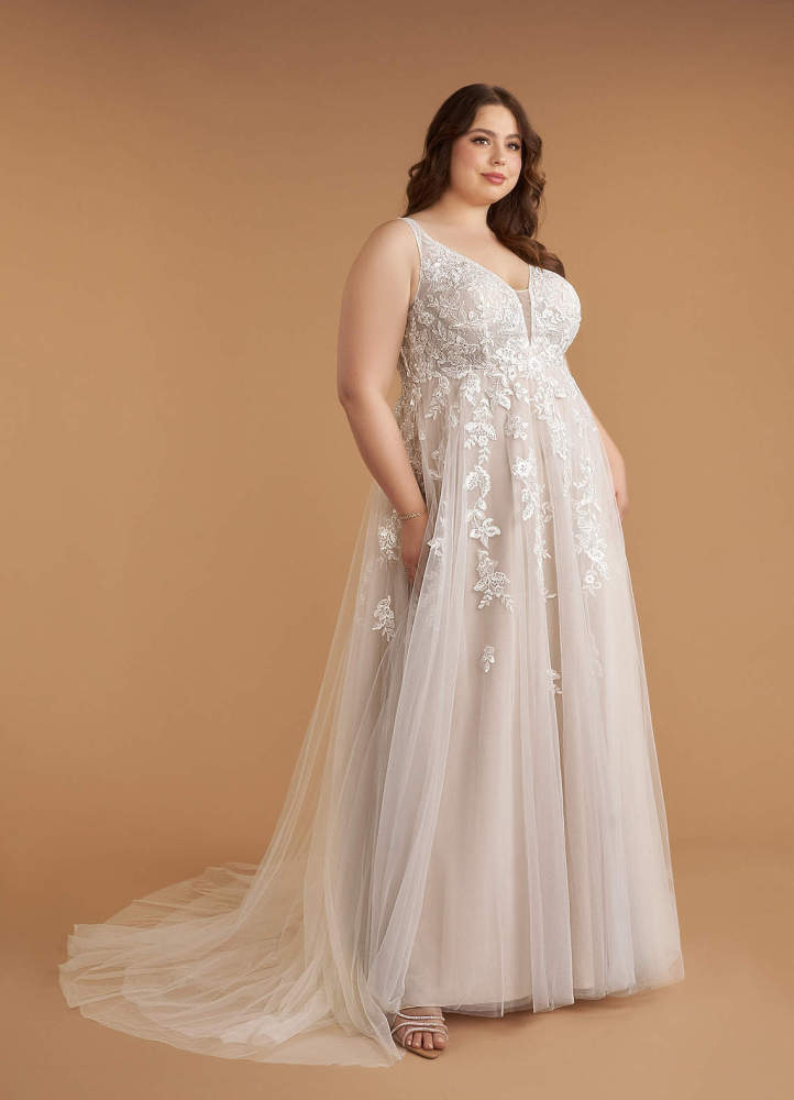elyessen  Free pannier Diamond White A-Line V-Neck Sequins Tulle Dress