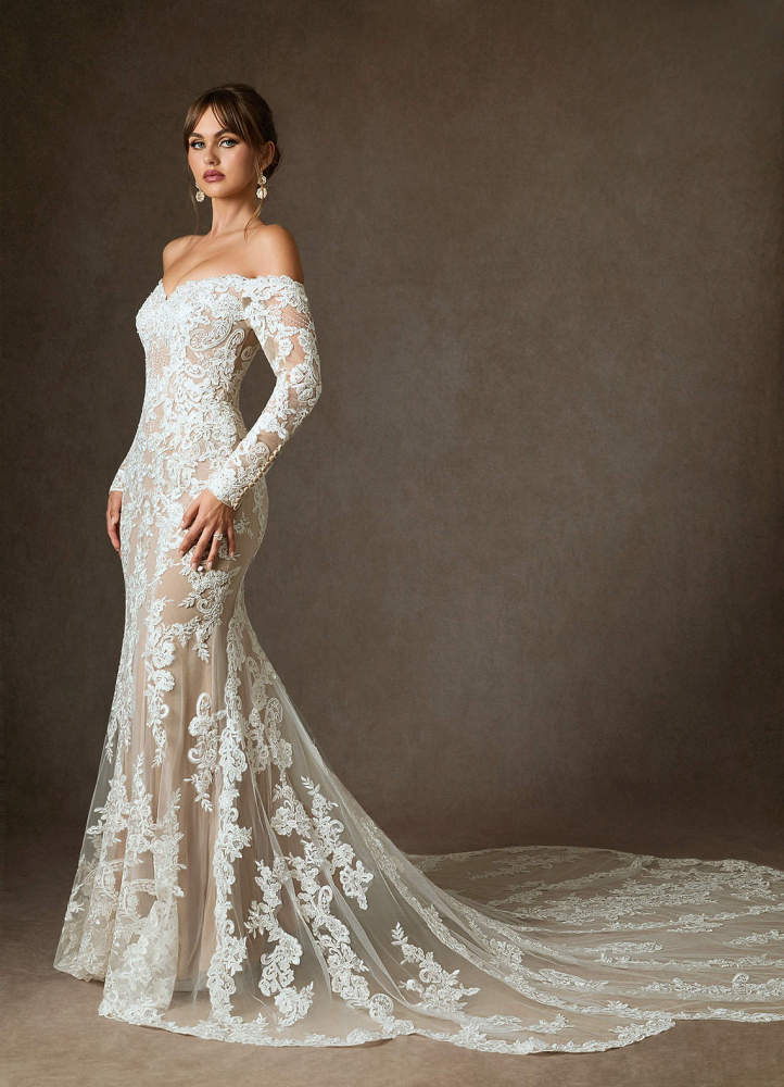 elyessen  Diamond White Mermaid Sequins Tulle Dress