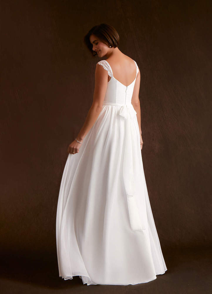 elyessen Aubriella Diamond White A-Line Lace Chiffon Dress