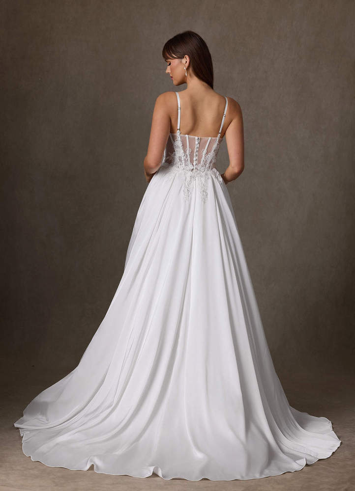 elyessen Sariah Stretch Diamond White A-Line Lace Stretch Satin Dress