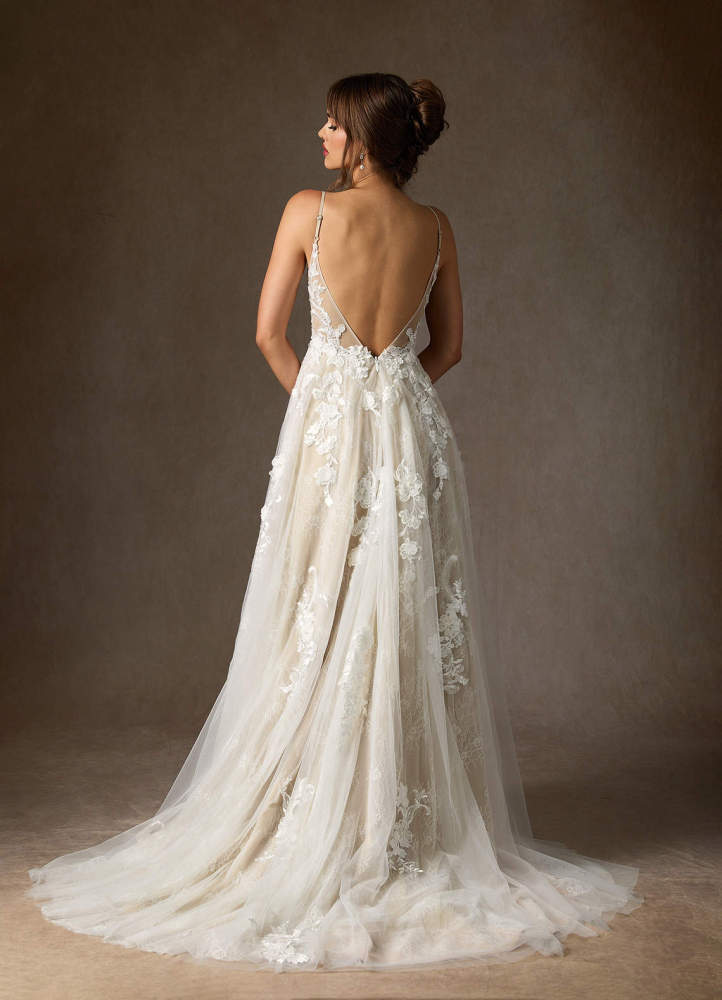 elyessen  Diamond White A-Line Lace Tulle Dress