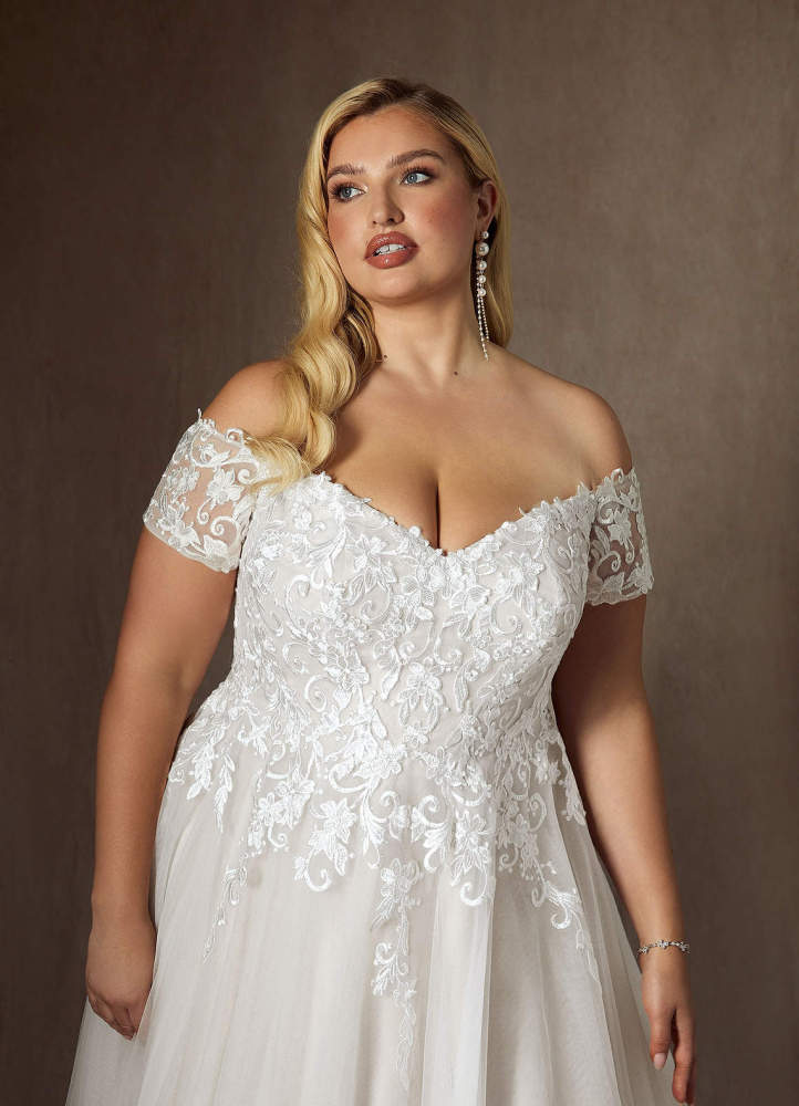 elyessen Rowe Diamond White Ball-Gown Off the Shoulder Tulle Dress