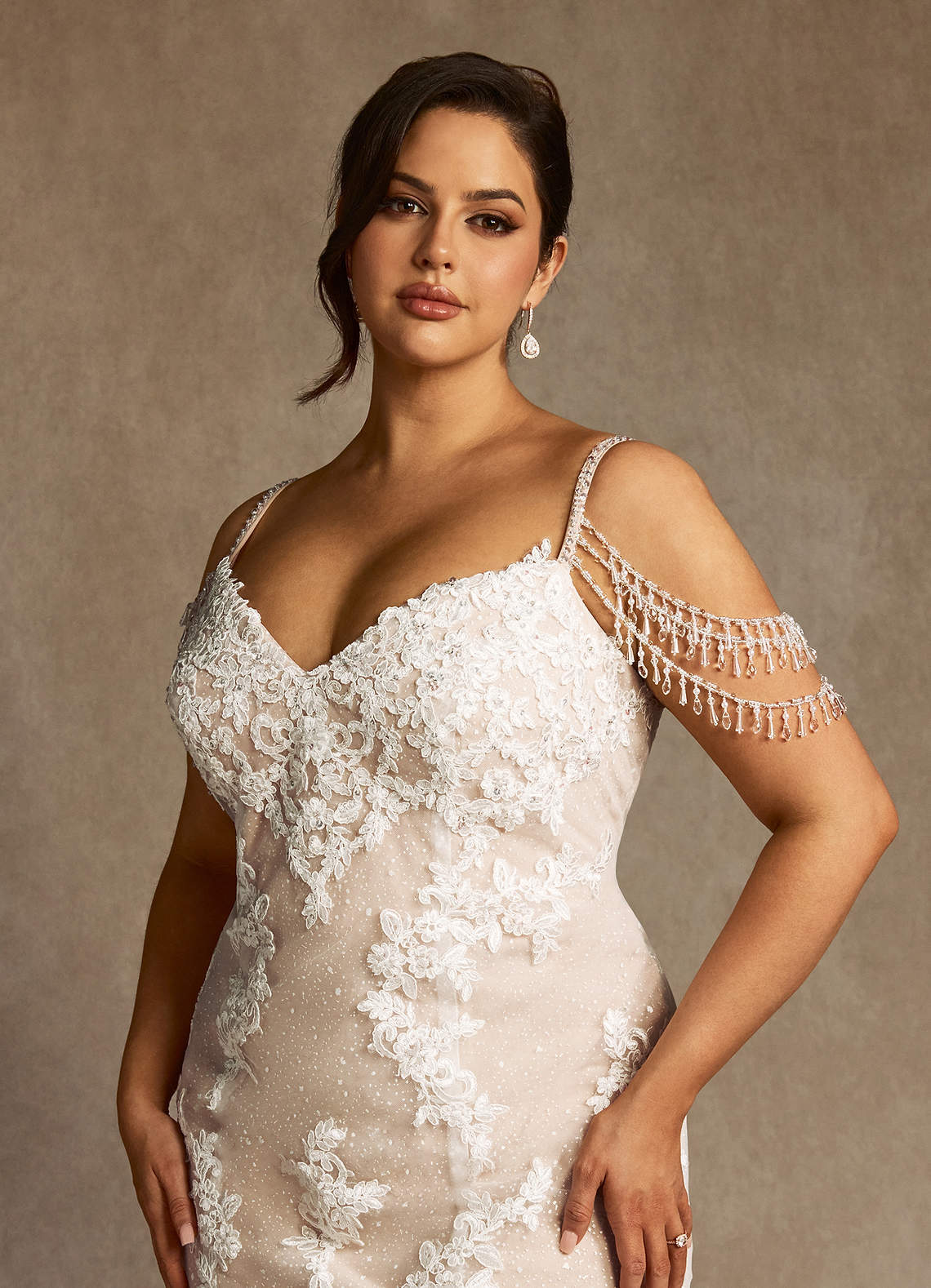 elyessen  Diamond White Mermaid Sequins Tulle Dress