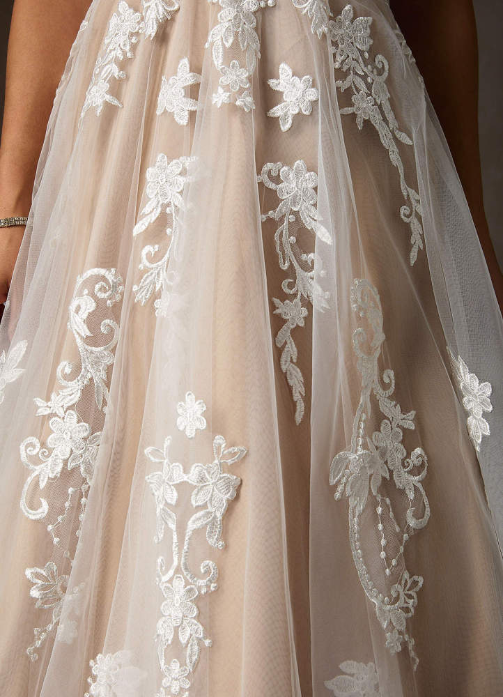 elyessen Diamond White A-Line Sweetheart Lace Tulle Dress