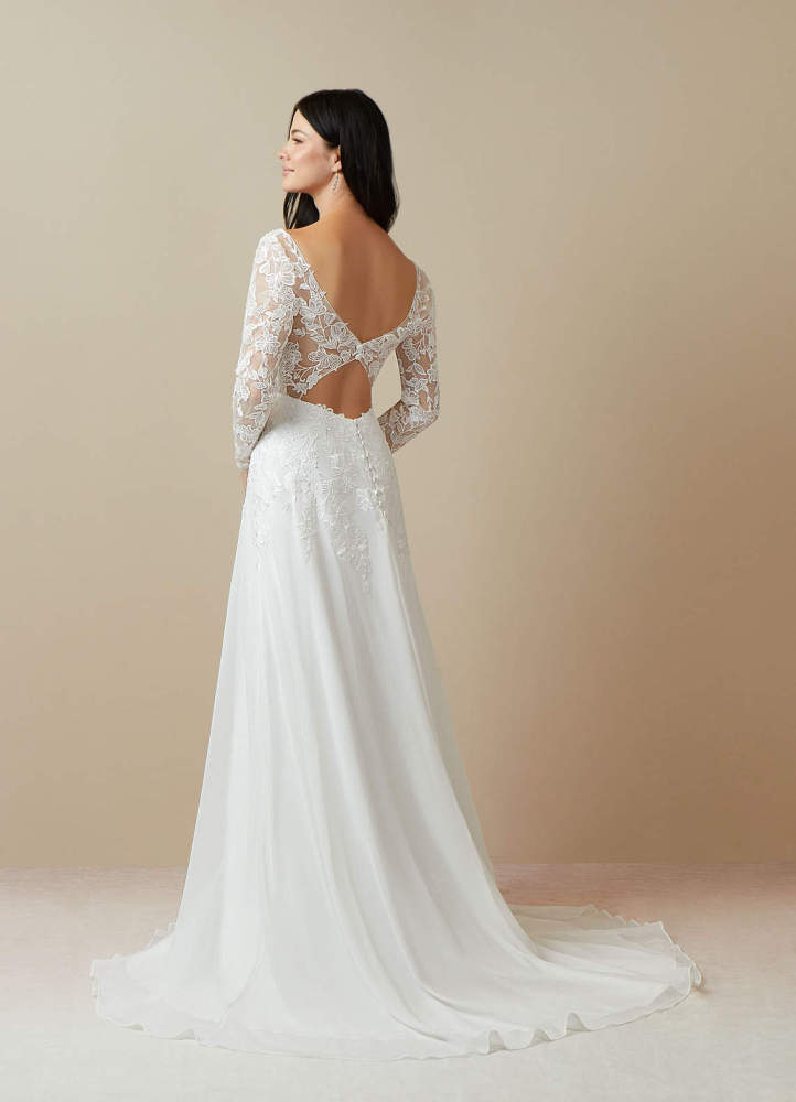 elyessen Fleur Diamond White A-Line Sequins Chiffon Dress