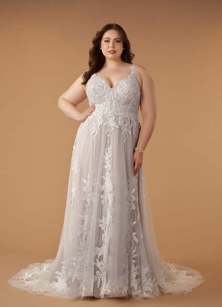 elyessen  Diamond White A-Line V-Neck Sequins Tulle Dress