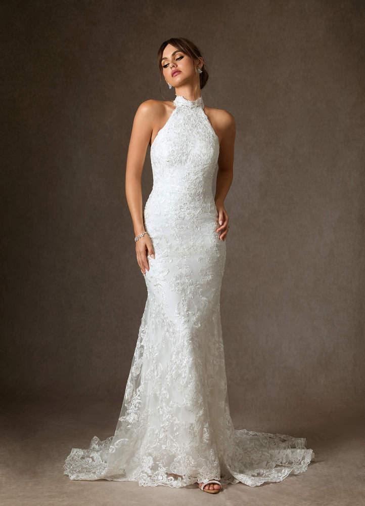 elyessen Eden Diamond White Mermaid Lace Dress