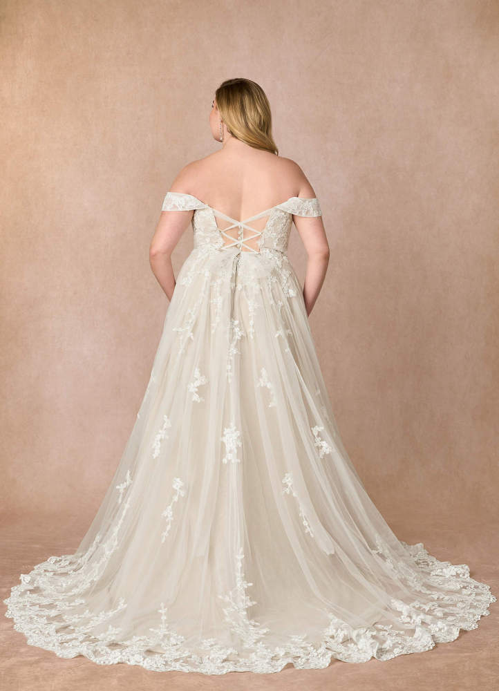 elyessen  Diamond White A-Line Off the Shoulder Tulle Dress