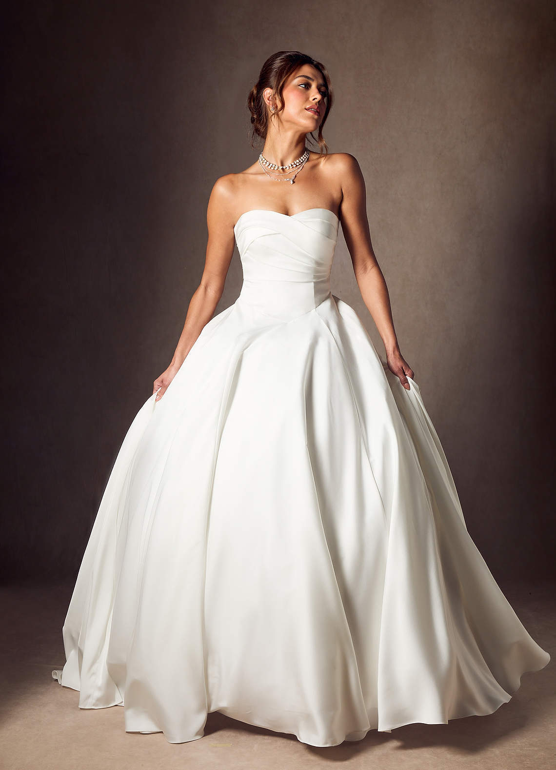 elyessen Alta Stretch Diamond White A-Line Strapless Stretch Satin Dress