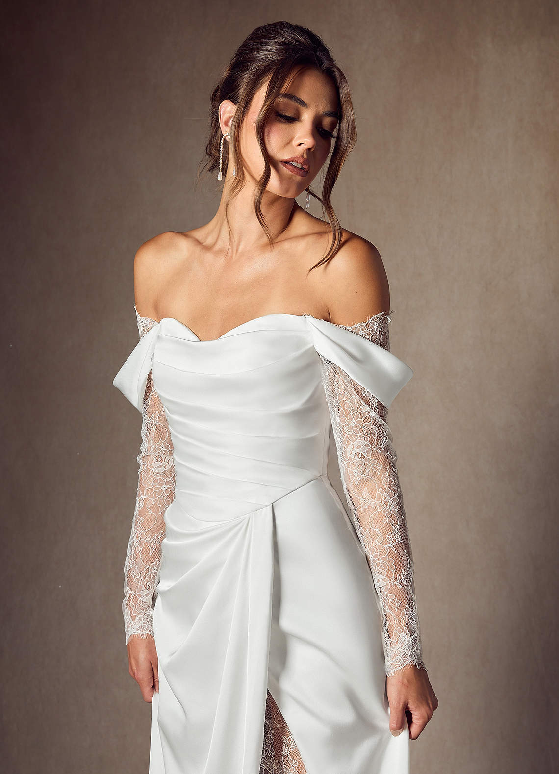 elyessen Alexa Stretch Diamond White A-Line Sweetheart Neckline Lace Dress