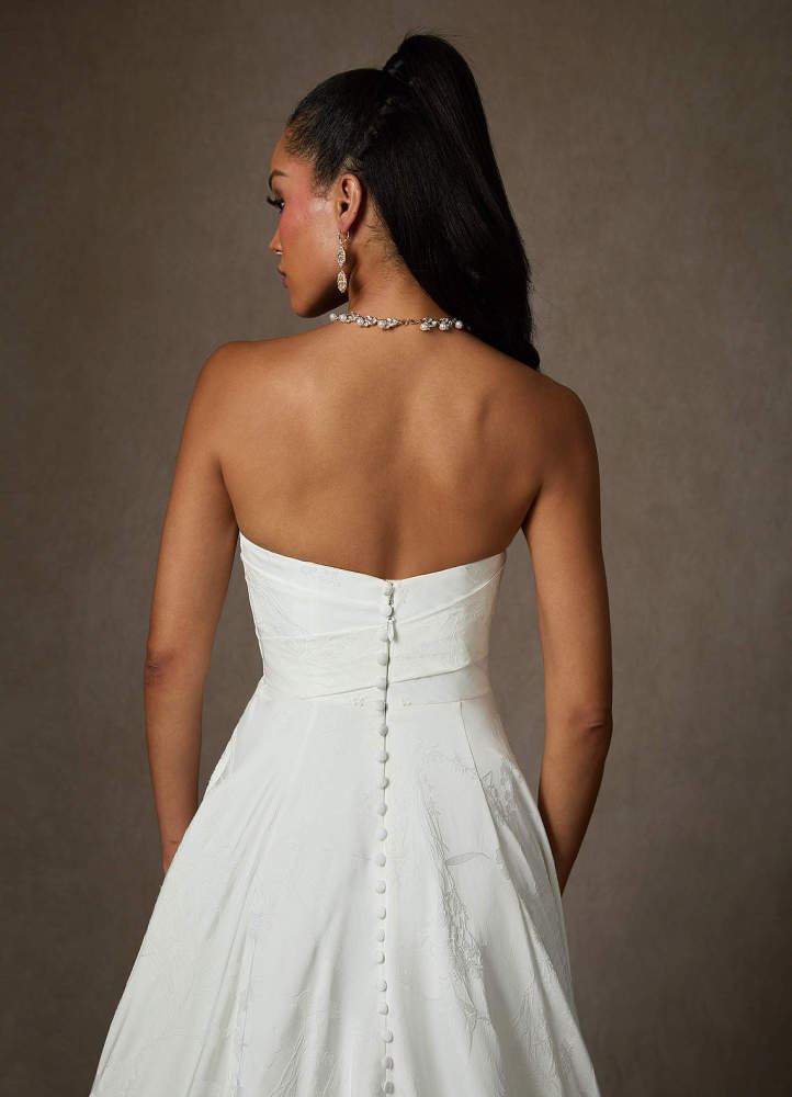 elyessen Kandice Diamond White Ball-Gown Floral Jacquard Dress