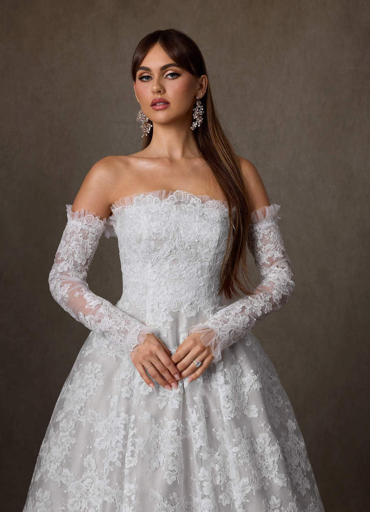 elyessen Hinata Two-Piece Diamond White Ball-Gown Strapless Lace Dress