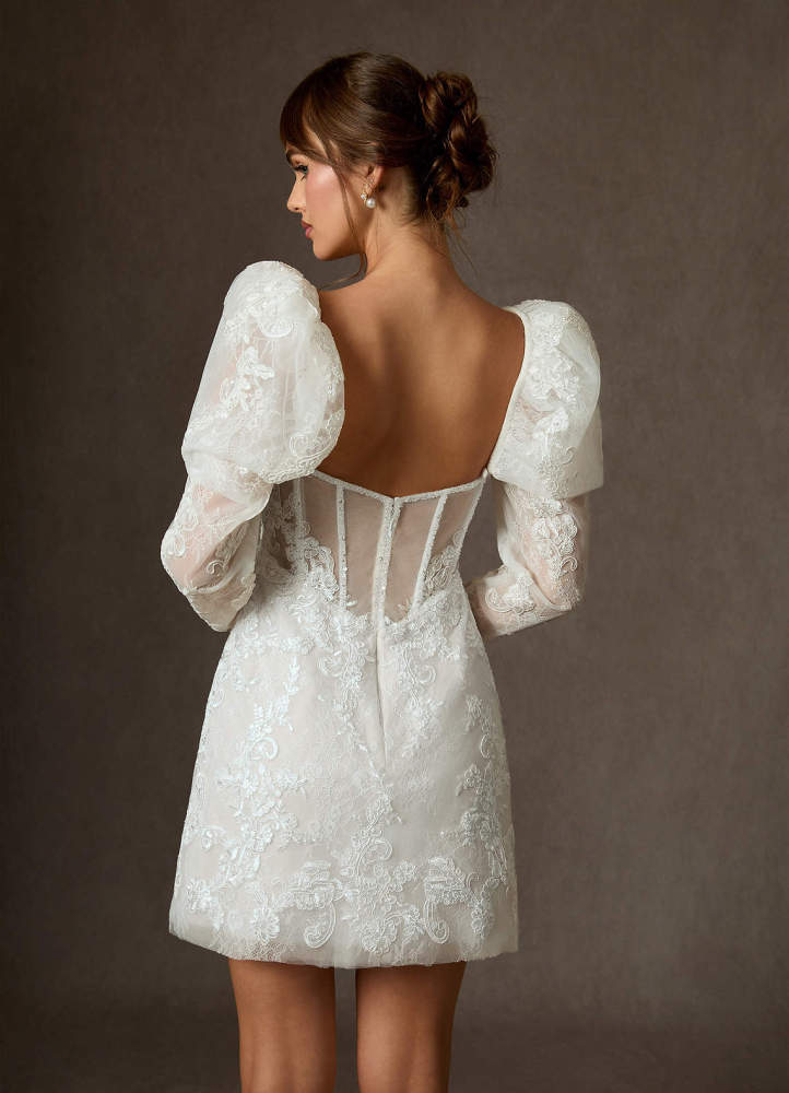elyessen Winter Diamond White A-Line Strapless Lace Dress