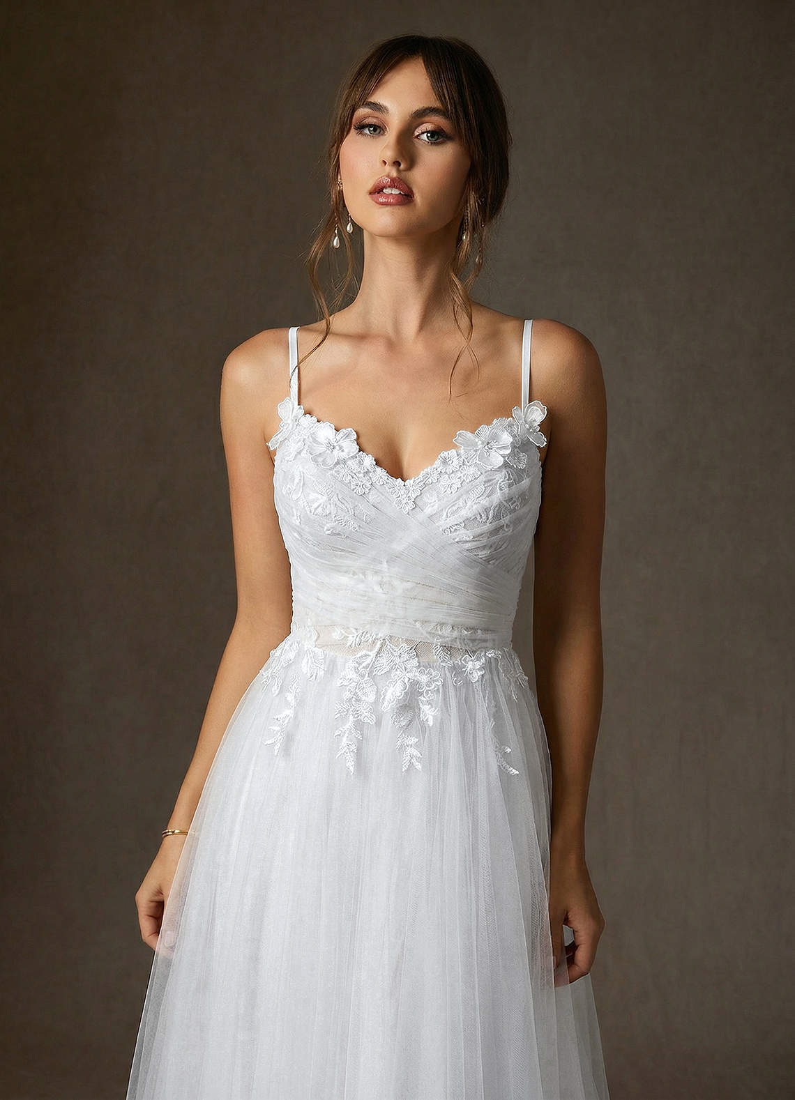 elyessen Zenia Diamond White Champagne A-Line Tulle Dress