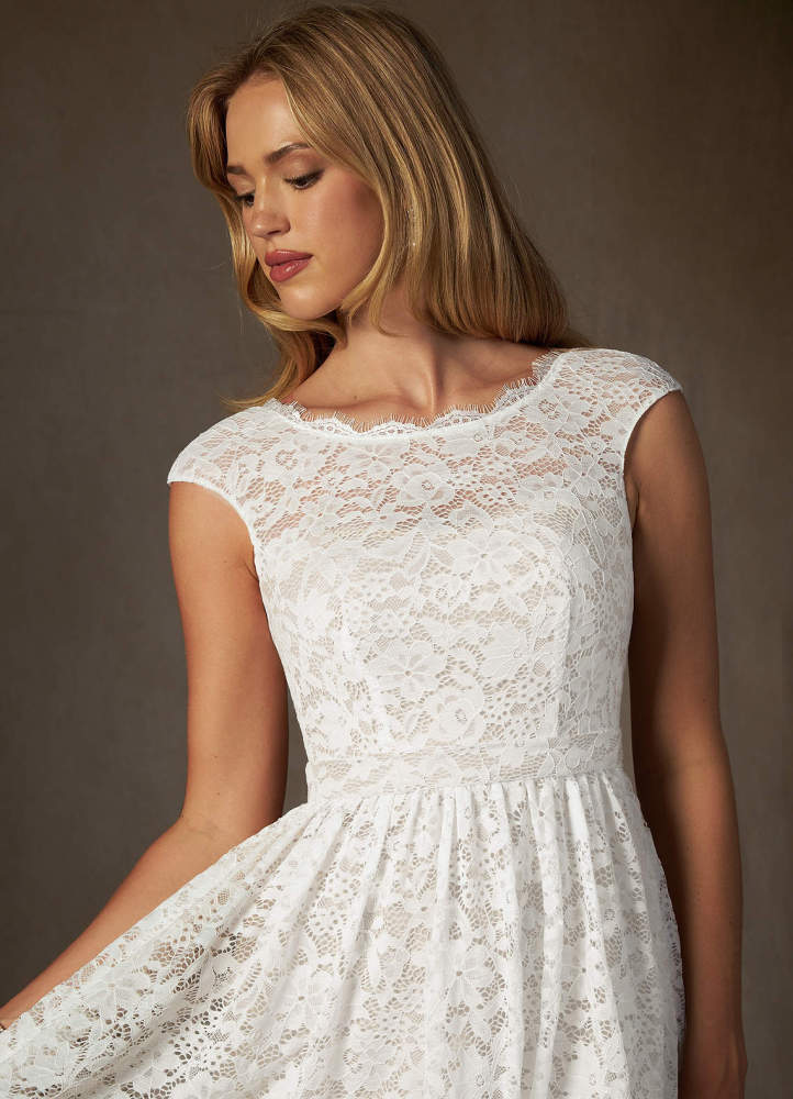 elyessen Ginnie Diamond White A-Line Lace Dress