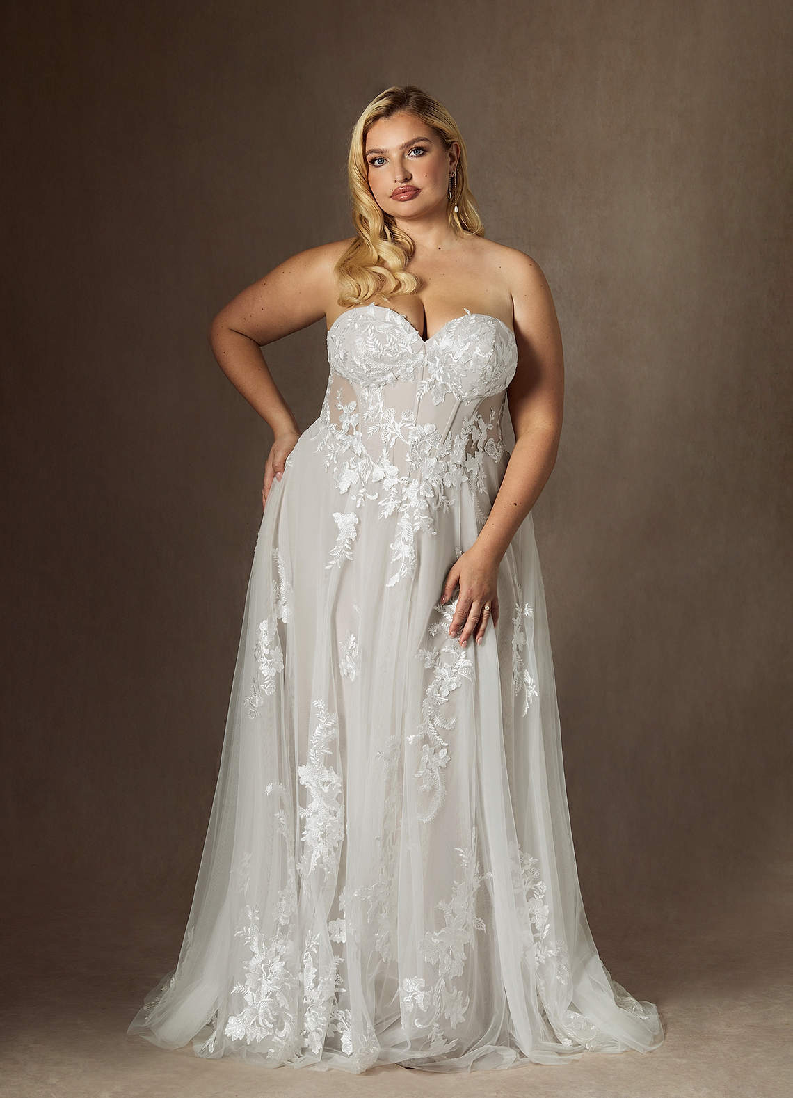 elyessen Aurorie Diamond White A-Line Sequins Tulle Dress