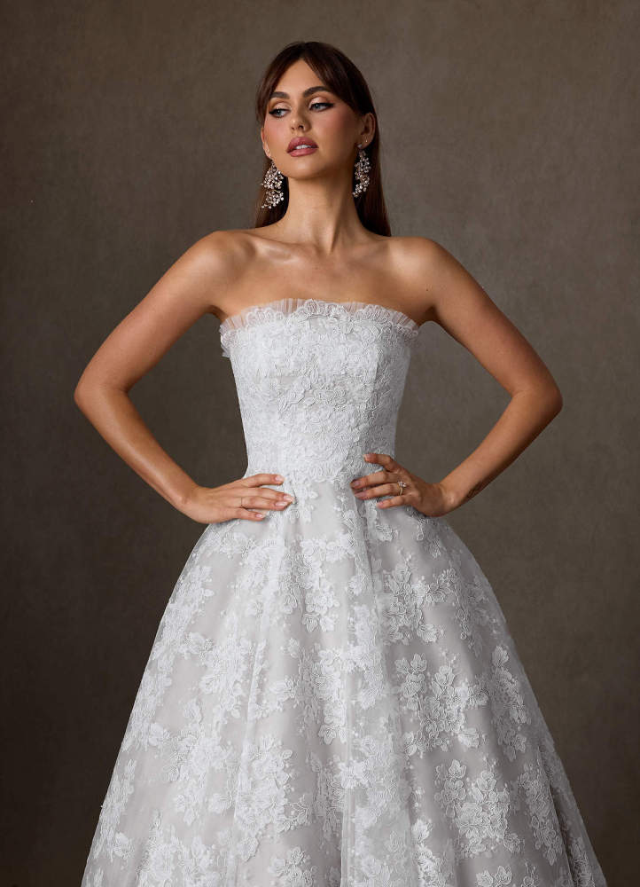 elyessen Hinata Two-Piece Diamond White Ball-Gown Strapless Lace Dress