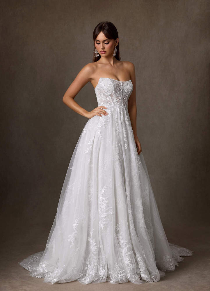 elyessen Elowyn Two-Piece Diamond White Ball-Gown Strapless Lace Dress