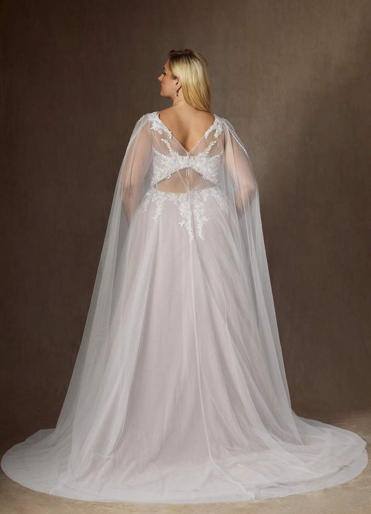 elyessen Goddess Two-Piece Diamond White A-Line V-Neck Sequins Tulle Dress