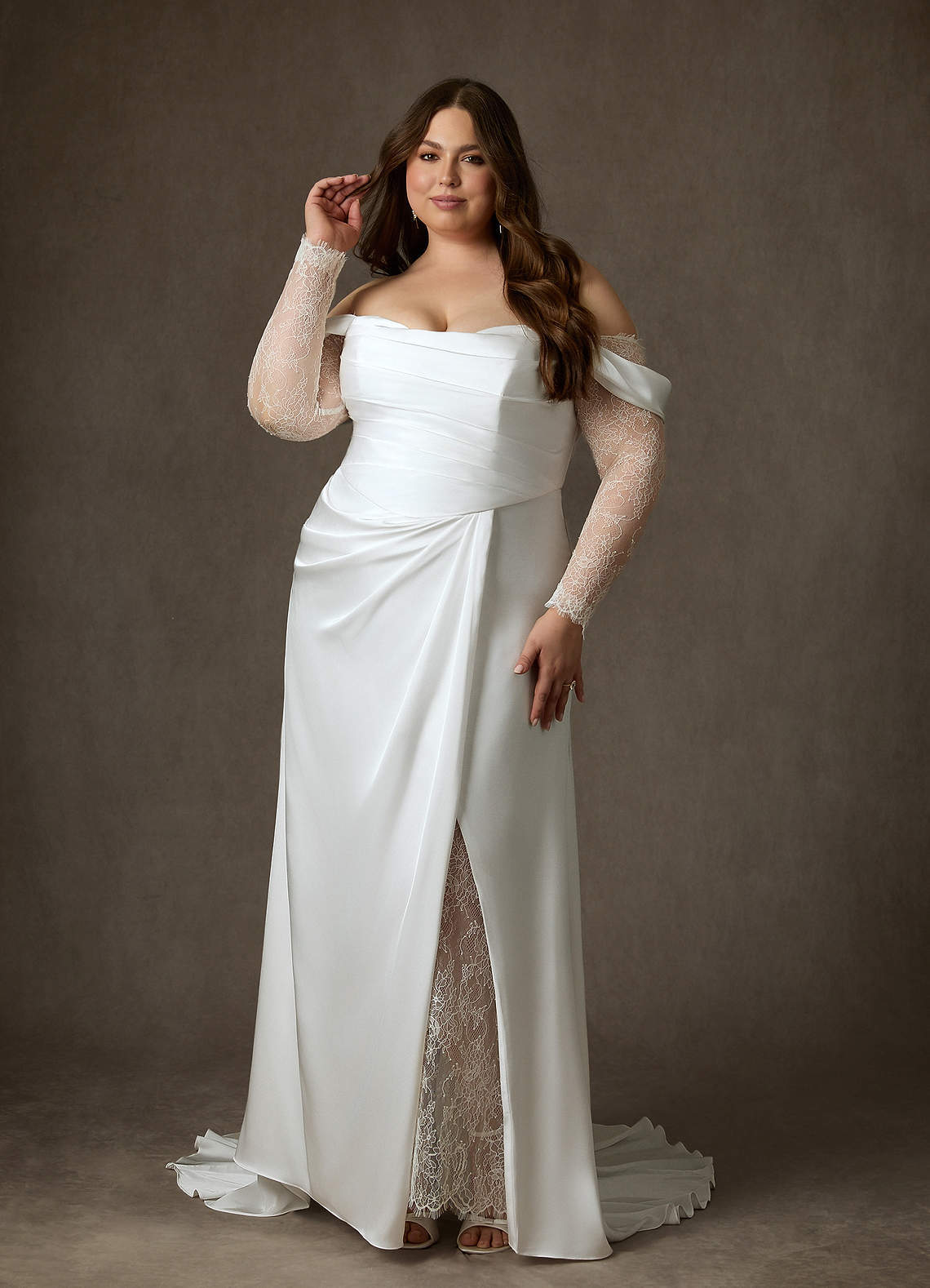 elyessen Alexa Stretch Diamond White A-Line Sweetheart Neckline Lace Dress