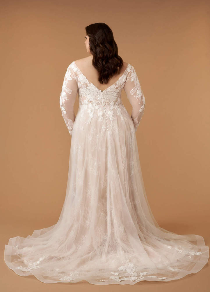 elyessen  Diamond White Champagne A-Line V-Neck Sequins Tulle Dress