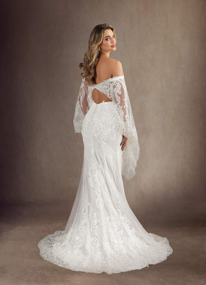 elyessen Memphis Diamond White Champagne Mermaid V-Neck Sequins Lace Dress