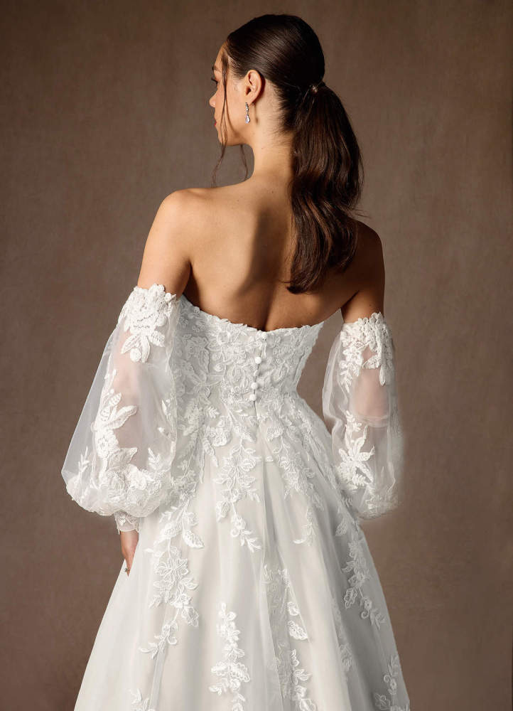 elyessen Madeleine Diamond White Ball-Gown Strapless Lace Dress