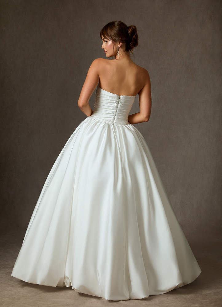 elyessen Shae Stretch Diamond White Ball-Gown Strapless Stretch Satin Dress