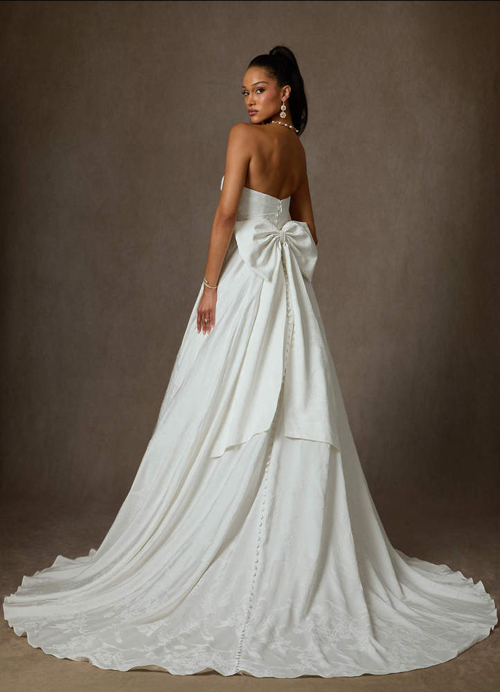 elyessen Kandice Diamond White Ball-Gown Floral Jacquard Dress