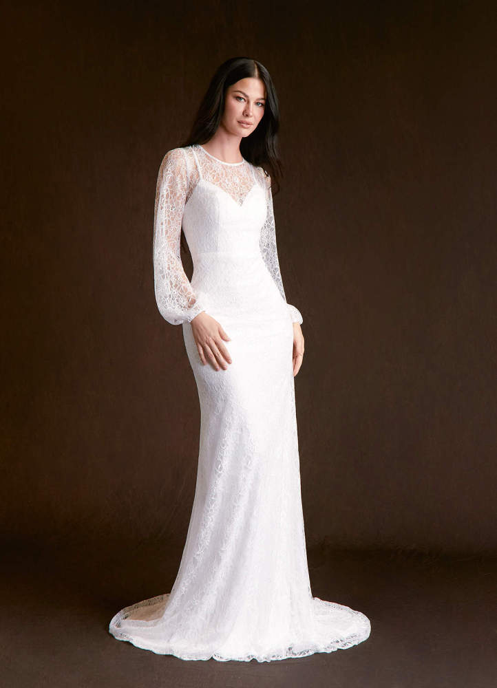elyessen Willa Diamond White Mermaid Lace Dress