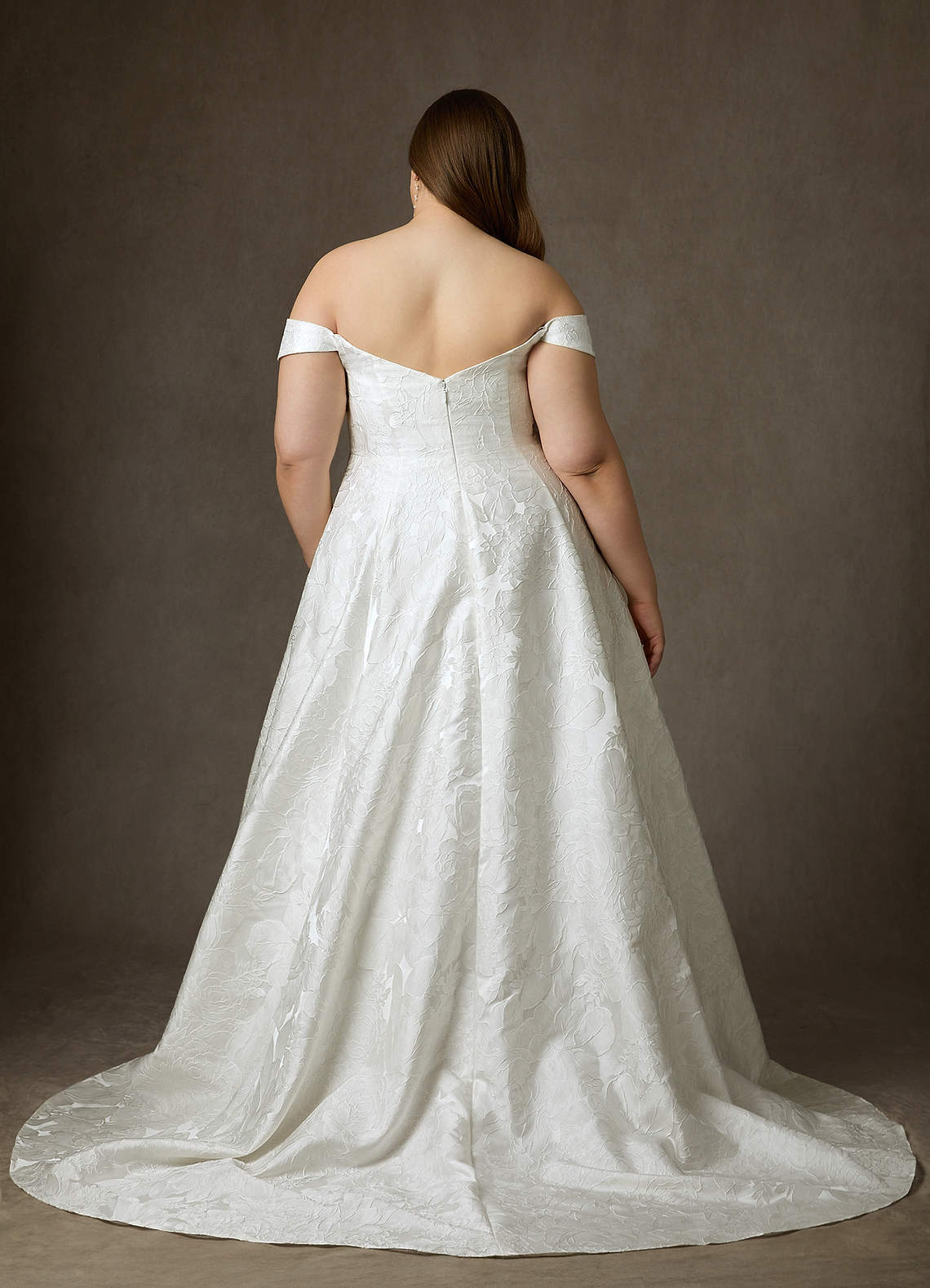 elyessen Diamond White Ball-Gown Strapless Floral Jacquard Dress