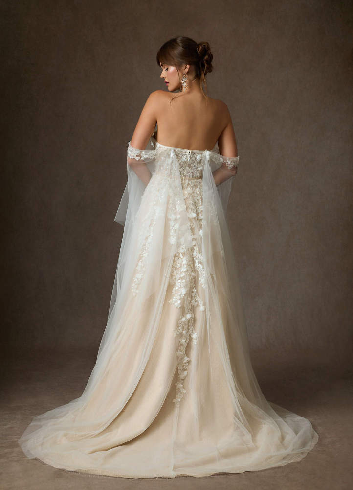 elyessen Diamond White Ball-Gown Off the Shoulder Lace Dress