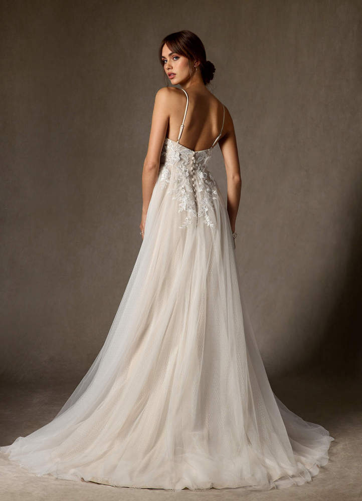 elyessen Nikita Diamond White A-Line Sequins Tulle Dress