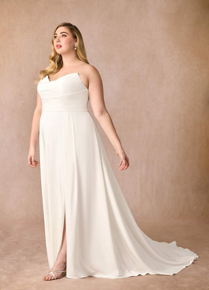 elyessen Marisela Diamond White A-Line Sequins Crepe Back Satin Dress