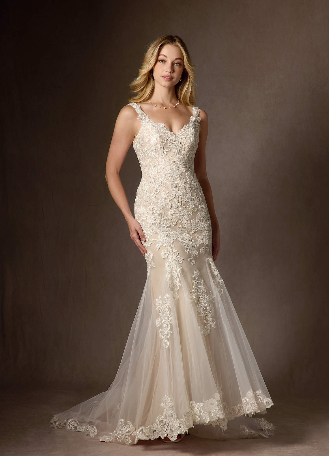 elyessen Diamond White Mermaid Sequins Tulle Dress