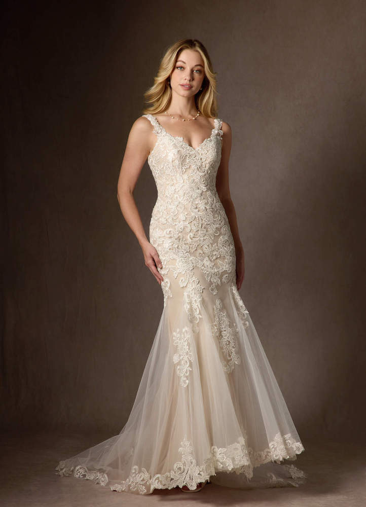 elyessen Diamond White Mermaid Sequins Tulle Dress