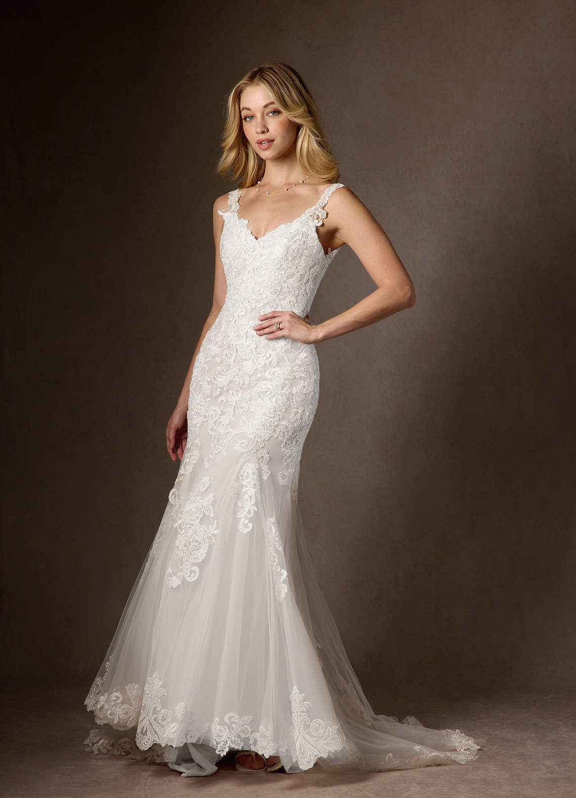 elyessen Poppy Diamond White Mermaid Sequins Tulle Dress
