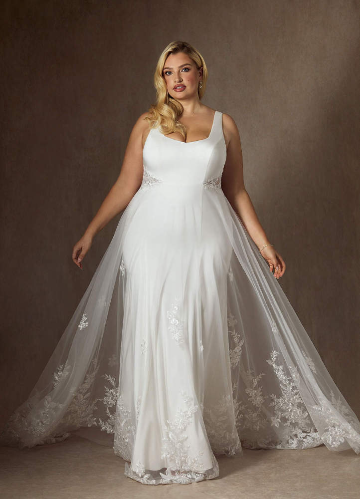 elyessen Ebony Diamond White A-Line Sequins Crepe Back Satin Dress